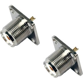 2Packs SO239 UHF Female Conectors 4 Holes Panel Chassis Mount Flange Solder Cup Connector