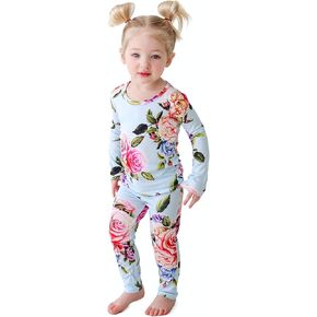 Posh Peanut Baby Pajamas Set - Toddler Sleepers Little Girl Clothes - Kids Two Piece PJ - Soft Viscose from Bamboo (Country Rose, 18-24 Months)