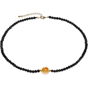 Indian Agate/Citrine Beaded Choker Necklace Crystals and Stones Necklaces for Women Wealth Balance Meditation November Birthstone Jewelry (16-18inches)