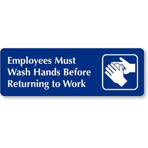 SmartSign Employees Must Wash Hands Before Returning To Work Sign, Bilingual | 2" x 6" Aluminum Diamond Plate Door