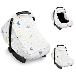 Hooyax Muslin Car Seat Cover Baby, Summer Car Seat Covers for Babies, Infants, and Newborns, Ultra Soft Breathable Universal Fit Stroller Carseat Canopy Covers for Boys Girls (Heart)