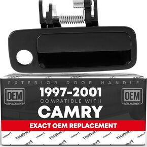 TRUBUILT1 AUTOMOTIVE Exterior Door Handle, Front Left Driver Side - Compatible with 1997-2001 Toyota Camry - Smooth Black - Plastic - OEM 69220-AA010