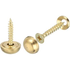 uxcell 30Pcs Brass Decorative Screws with Caps, 9mm Mirror Screws Cover Self-Tapping Screws for Furniture Fixing, Gold Tone