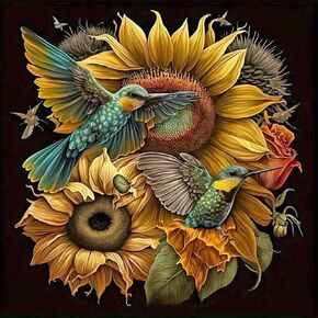 WSLWXSHM Diamond Painting Kits for Adults, Round Full Drill Diamond Art Kits, 5D DIY Paint with Diamonds Crafts for Home Wall Decoration Gifts 12×12Inch, Stained Glass Bird