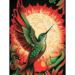 WSLWXSHM Diamond Painting Kits for Adults, Round Full Drill Diamond Art Kits, 5D DIY Paint with Diamonds Crafts for Home Wall Decoration Gifts 12×12Inch, Stained Glass Bird