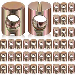 Blulu 50 Pcs Metric Black M6 Barrel Nuts Cross Dowels Slotted Nuts Bed Screws Hardware Replacement Kit for Bunk Bed Beds Headboards Chairs Furniture M6 x 10 mm x 13 mm