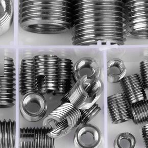 50Pcs Stainless Steel Inner Thread Self Tapping Thread Inserts Set, Thread Reinforce Repair Tool with Storage Case, M3/M4/M5/M6/M8/M10/