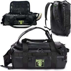 Rugby Duffel Bag 32L, Durable Water-Resistant, 3-Way Carry, Adjustable Ball Carrier, Rugby Backpack Straps, Laptop Compartment, Sports & Travel Mens Backpack, Black