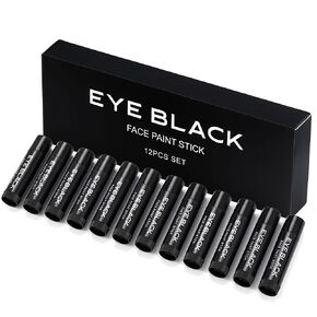 12 Packs EYE BLACK STICK, Anti-Glare Eye Black For Baseball Football Softball Lacrosse, Sweat-Proof Eye Black Grease Paint For Adults Kids, Game Day Sports Fans, Smooth & Long Lasting, Black