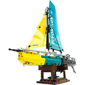 HI-REEKE Sailboat Building Set, Catamaran Ship Model Sailing Boat Toy Building Block Kit Gift for Adult