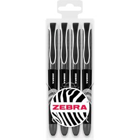 Zebra Fuente - Disposable Fountain Pen - 1.0mm Fine Nib 0.6mm Line Width - Wallet of 4 (Black and Blue)