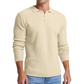 Sailwind Men's Knit Polo Sweater Long Sleeve Polo Shirts Lightweight Fashion Casual Pullover Sweater
