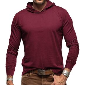 Lexiart Mens Fashion Athletic Hoodies Long Sleeve Sport Hooded Pullover Solid Muscle Fit Sweatshirts