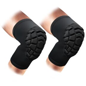 Wrestling Knee Pads Short Knee Sleeve, 2 Pcs Knee Compression Sleeve for Football, Basketball, Volleyball(Black_S_2 Pcs)