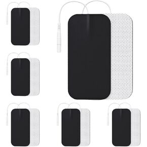 4 Packs TENS Unit Replacement Pads 2"x4", Large Size TENS Unit Electrode Pads, Resuable Rectangle Latex-Free Muscle Stimulator Pads with Upgraded Self-Stick Performance for Electrotherapy EMS Massager
