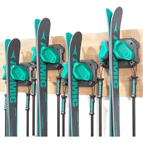 Ski & Snowboard Wall Rack for Garage Wall Fits Any Ski/board, Ski Wall Mount Holders Damage-Free Storage Rack, Garage Organization Space-Saving Winter Gear Organizer, Yellow, 1 Pack
