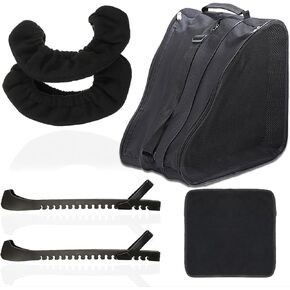 4 Pcs Skating Bag Set Ice Skate Guards and Soft Adjustable Skate Blade Covers Towel Roller Skate Bag for Youth Adult Hockey Skating Accessory