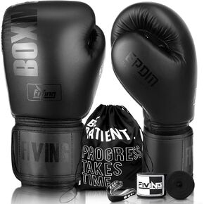 FIVING Boxing Gloves with Hand Wraps for Men and Women Suitable for Boxing Kickboxing Mixed Martial Arts Muay Thai MMA Heavy Bag Training