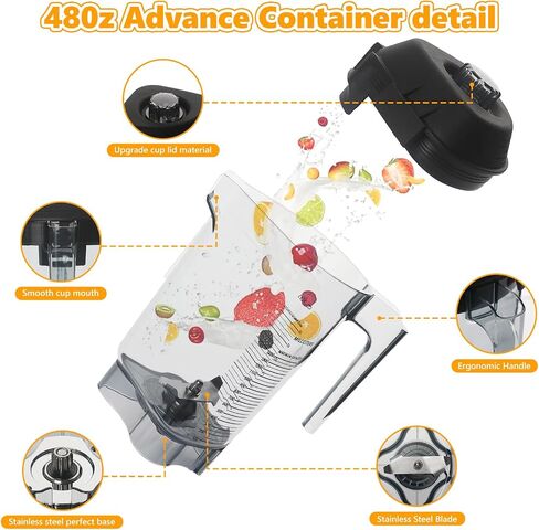 64oz Blender Pitcher Fit For Vitamix, Replacement for vitamix 5200, 5000, 5500, 6300, 7500, A2300, Pro200, 500, 750, Vita-Prep, Classic/Explorian/Commercial series, For vitamix Blender Container Cup in Saudi Arabia