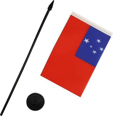 AZ FLAG American Samoa Table Flag 5'' x 8'' - American Samoan Desk Flag 21 x 14 cm - Black Plastic Stick and Base in Saudi Arabia