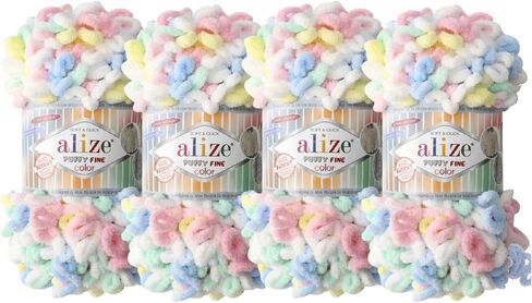 Alize Puffy Fine Color Baby Blanket Small Loop 100% Micropolyester Soft Yarn Lot of 4skn 400gr 64yds (5939) in Saudi Arabia