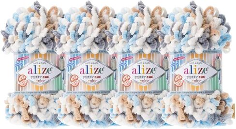 Alize Puffy Fine Color Baby Blanket Small Loop 100% Micropolyester Soft Yarn Lot of 4skn 400gr 64yds (5939) in Saudi Arabia