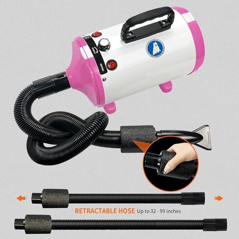 High Velocity Professional Dog Pet Grooming Dryer, Pet Grooming Hair Dryer - Dog Hair Dryer with Adjustable Temperature and Speed,with Pet Steel Comb, Pet Towel,Nozzles. (White Purple X1) in Saudi Arabia
