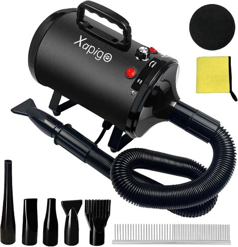 High Velocity Professional Dog Pet Grooming Dryer, Pet Grooming Hair Dryer - Dog Hair Dryer with Adjustable Temperature and Speed,with Pet Steel Comb, Pet Towel,Nozzles. (White Purple X1) in Saudi Arabia