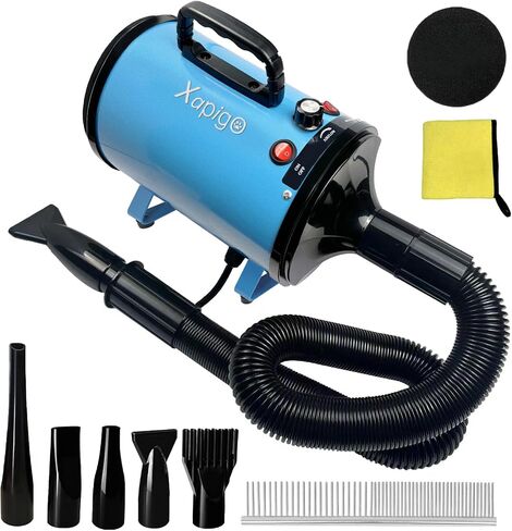High Velocity Professional Dog Pet Grooming Dryer, Pet Grooming Hair Dryer - Dog Hair Dryer with Adjustable Temperature and Speed,with Pet Steel Comb, Pet Towel,Nozzles. (White Purple X1) in Saudi Arabia