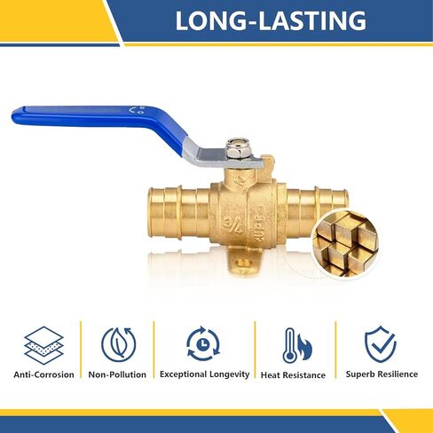 5-Pack GUOFIS 1/2-Inch PEX-A Expansion Ball Valve with Drop Ear, Full Port Shut-off Brass Ball Valves for PEX-A Pipe(ASTM 1960, Blue Handle) in Saudi Arabia