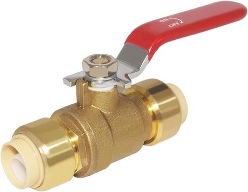 Hooshing 1/2 Inch Push-Fit Full Port Ball Valve Shut Off Water Valve Push-to-Connect, PEX, Copper, CPVC, PE-RT, Soild Brass in Saudi Arabia