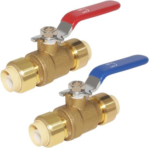 Hooshing 1/2 Inch Push-Fit Full Port Ball Valve Shut Off Water Valve Push-to-Connect, PEX, Copper, CPVC, PE-RT, Soild Brass in Saudi Arabia