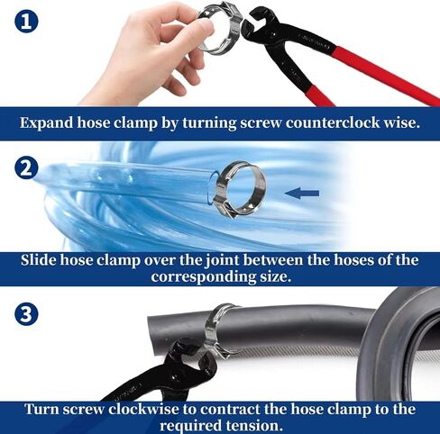 192 Pcs 12 Sizes Goobetter Single Ear Hose Clamps Stainless Steel with Ear Clamps Pincer Set, 5.3-33.1mm Adjustable Hose Clamp Assortment for radiator, Plumbing, Automotive, Washing Machine in Saudi Arabia