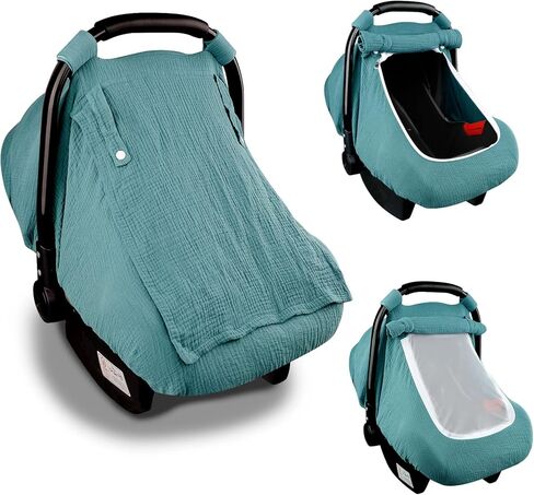 Hooyax Muslin Car Seat Cover Baby, Summer Car Seat Covers for Babies, Infants, and Newborns, Ultra Soft Breathable Universal Fit Stroller Carseat Canopy Covers for Boys Girls (Heart) in Saudi Arabia