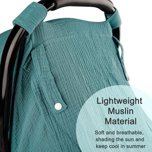 Hooyax Muslin Car Seat Cover Baby, Summer Car Seat Covers for Babies, Infants, and Newborns, Ultra Soft Breathable Universal Fit Stroller Carseat Canopy Covers for Boys Girls (Heart) in Saudi Arabia