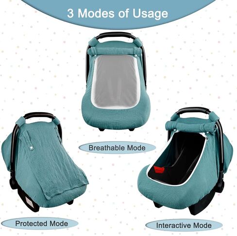 Hooyax Muslin Car Seat Cover Baby, Summer Car Seat Covers for Babies, Infants, and Newborns, Ultra Soft Breathable Universal Fit Stroller Carseat Canopy Covers for Boys Girls (Heart) in Saudi Arabia