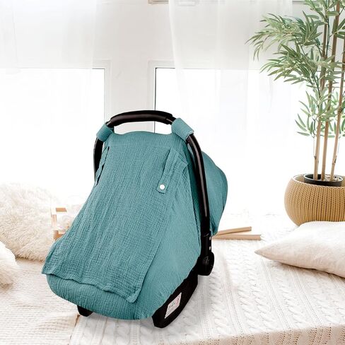 Hooyax Muslin Car Seat Cover Baby, Summer Car Seat Covers for Babies, Infants, and Newborns, Ultra Soft Breathable Universal Fit Stroller Carseat Canopy Covers for Boys Girls (Heart) in Saudi Arabia