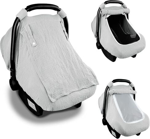 Hooyax Muslin Car Seat Cover Baby, Summer Car Seat Covers for Babies, Infants, and Newborns, Ultra Soft Breathable Universal Fit Stroller Carseat Canopy Covers for Boys Girls (Heart) in Saudi Arabia