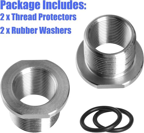 2 Pack Thread Adapters, 1/2x28 to 5/8x24 Thread Protector with Rubber Washer (Silver) in Saudi Arabia