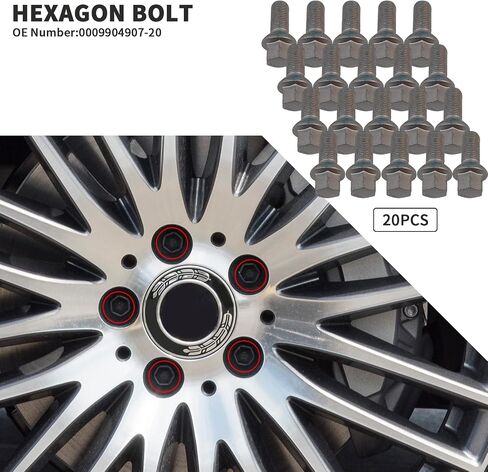5 PCS Wheel Lug Bolts Nuts for Mercedes Benz 2003-2018 A B C E Class CLA CLS CLK GLA GLK ML350 GL350 GL450 R300L R350L SLC SLK SL Replacement Number: 0009904907,0009906707 in Saudi Arabia