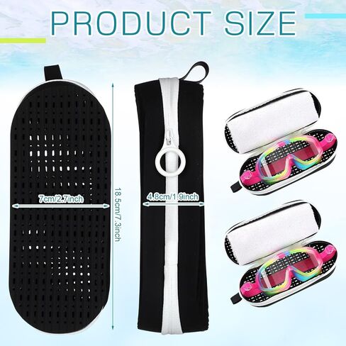2 Pcs Swim Goggle Case for Swimming Goggles Silicone Protective Cases with Drain Hole Zipper Sunglasses Case with Clip for Goggles Sports Women Men Kids Swimmer Gifts in Saudi Arabia