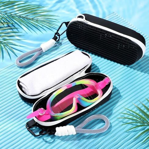 2 Pcs Swim Goggle Case for Swimming Goggles Silicone Protective Cases with Drain Hole Zipper Sunglasses Case with Clip for Goggles Sports Women Men Kids Swimmer Gifts in Saudi Arabia