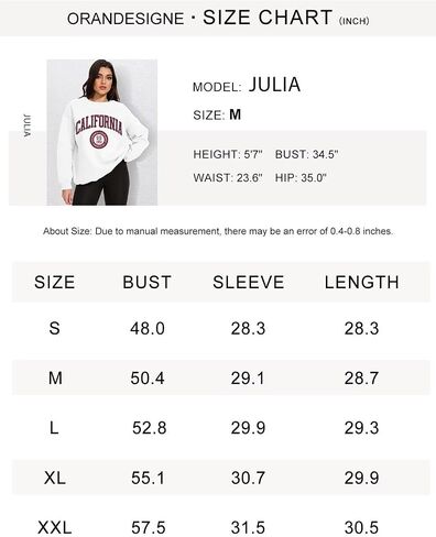 ORANDESIGNE Womens Oversized Letter Print Sweatshirt Fleece Graphic Crewneck Pullover Long Sleeve Casual Sweaters in Saudi Arabia