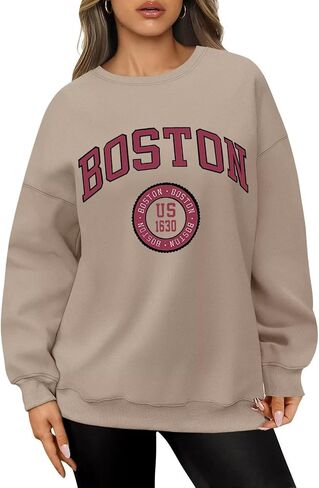ORANDESIGNE Womens Oversized Letter Print Sweatshirt Fleece Graphic Crewneck Pullover Long Sleeve Casual Sweaters in Saudi Arabia