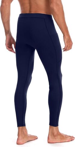 Mens Yoga Compression Pants - Athletic Leggings with Pockets Running Workout Basketball Base Layer Tights Quick Dry in Saudi Arabia