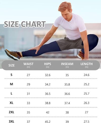 Mens Yoga Compression Pants - Athletic Leggings with Pockets Running Workout Basketball Base Layer Tights Quick Dry in Saudi Arabia