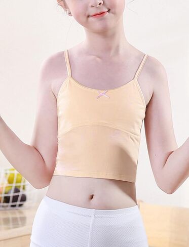 Happy Cherry Training Bras for Girls with Lightly Pads Teen Cotton Camisoles Undershirts Kids Crop Tank Tops Size 7-12 Years in Saudi Arabia