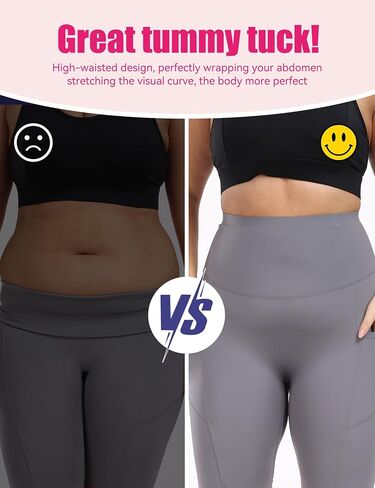 Compression Leggings for Women with Pockets, Tummy Control High Waisted Plus Size Shapewear Yoga Pants(S-3XL) in Saudi Arabia