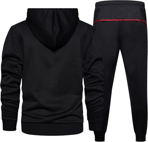 Men's Hooded Athletic Tracksuit Sweatsuit Long Sleeve Full-Zip Jogging Sweatpants 2 Piece Patchwork Sportsuits in Kuwait