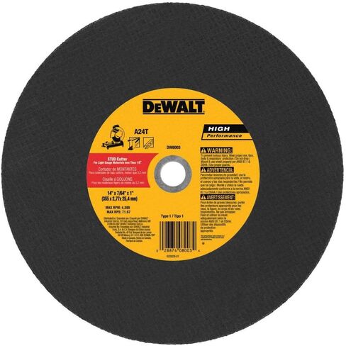 DeWalt DW8003 14 x 3/32 x 7/64 x 1 Stud Cutter Chop Saw Wheel, Light Metal in Saudi Arabia